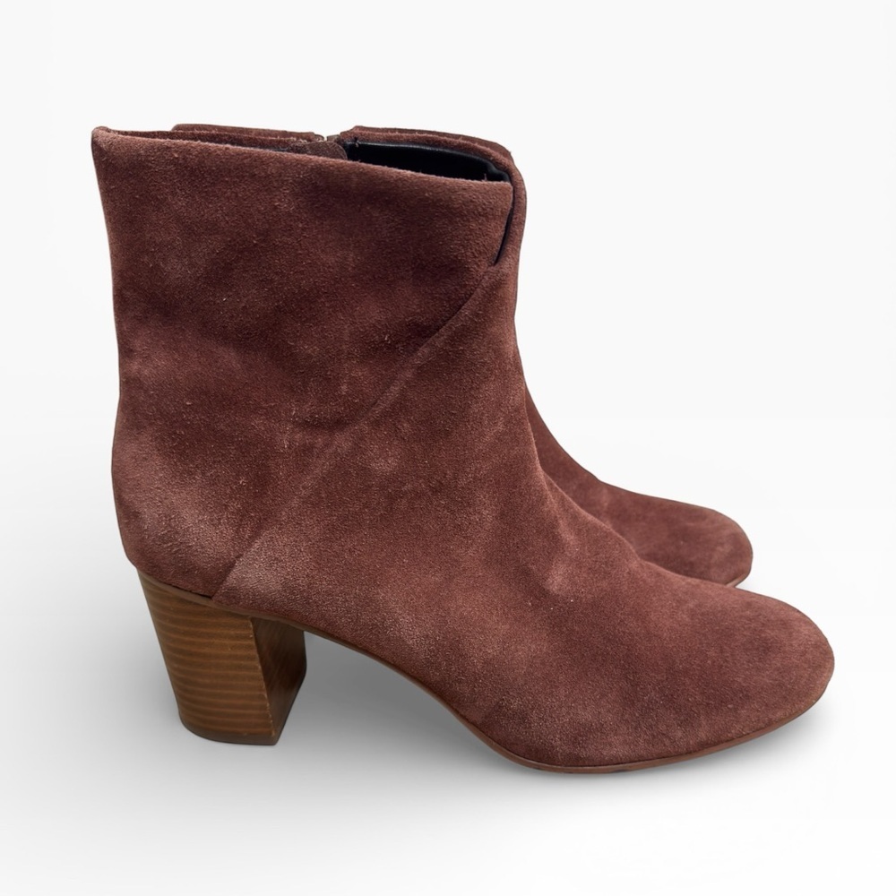 Soludos Midheel Venetian Suede Ankle Booties Mahogany US Size 9 Minimalist - Picture 4 of 9